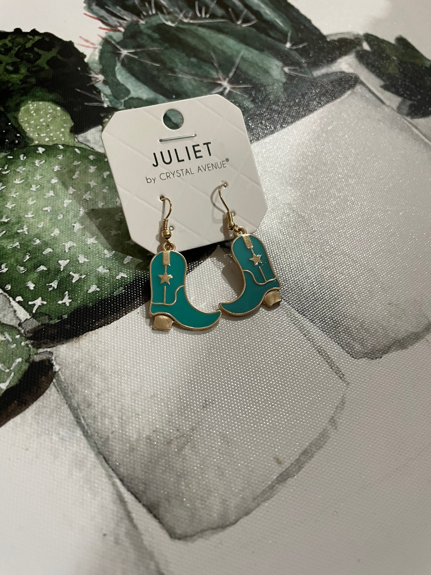 Turquoise Cowgirl Boot Earrings