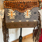 Tooled Leather Canvas Bag