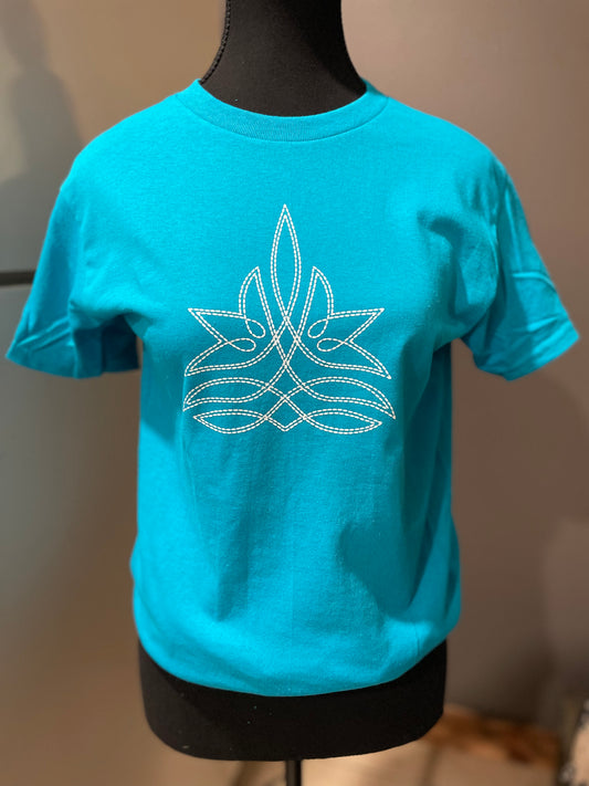 Boot Stitch Tee (Teal/White)